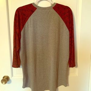 LulaRoe 3/4 Sleeve Red & Gray Top
